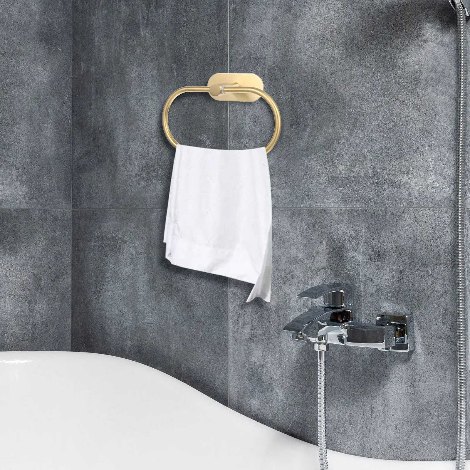 

Stainless Steel Towel Ring Heavy Duty Wall Mount Towel Holder for Bathroom Kitchen Office Smooth Finish Space Saving Household