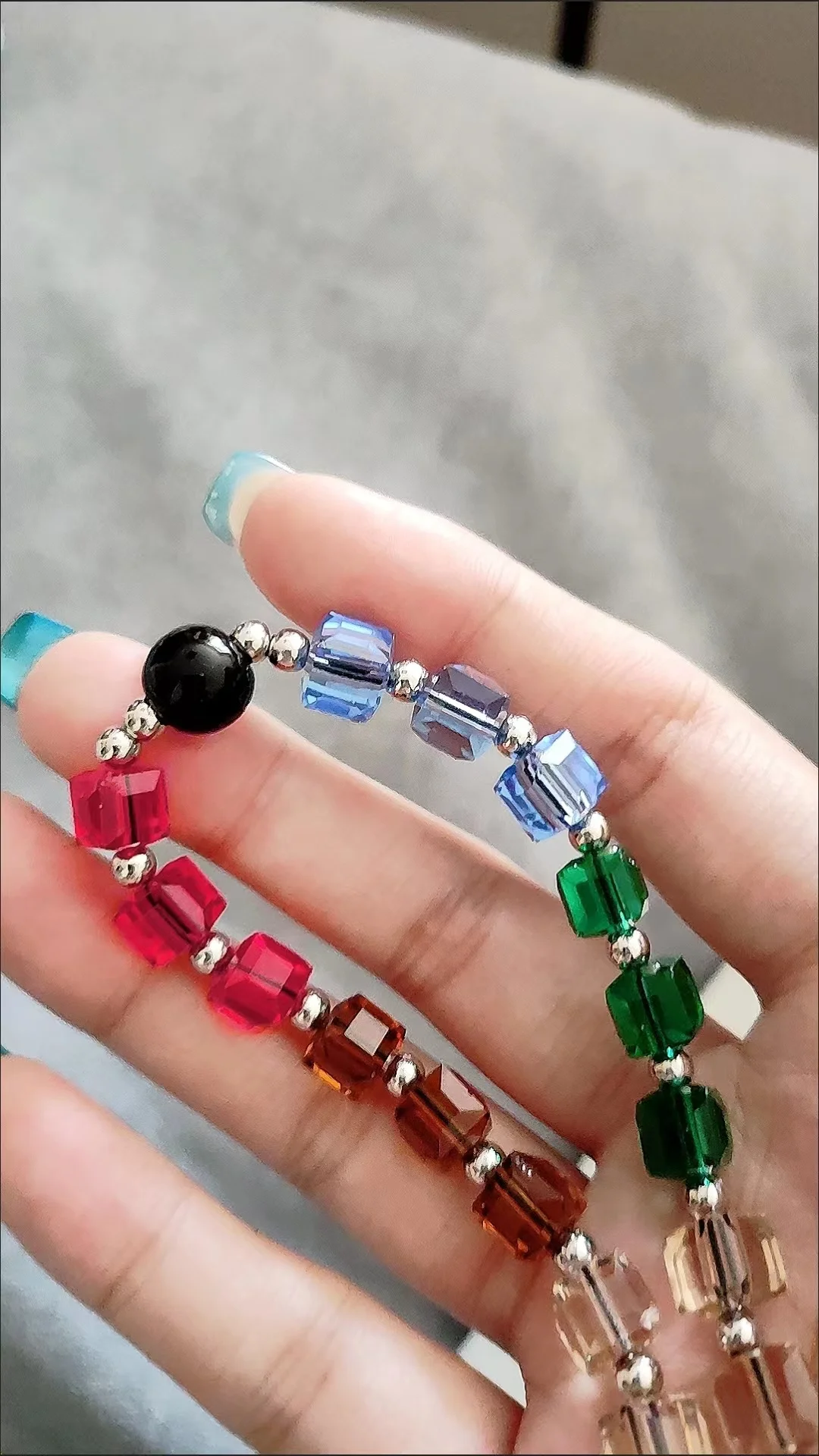 1pc Crystal Rainbow Cube Beads Phone Charm Key Charm Kawaii Cell Phone cinturino da polso ideale per il regalo