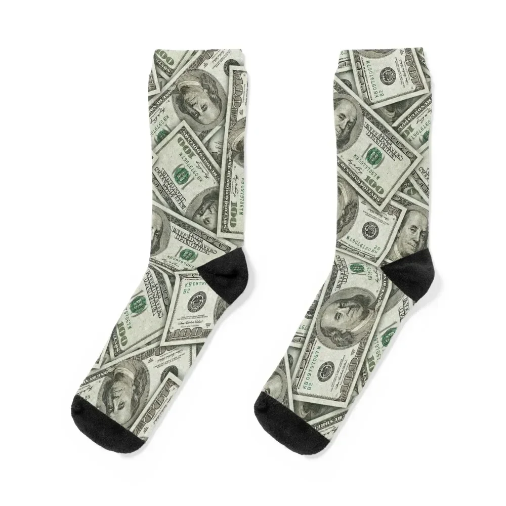 

100 Dollar Bill Socks gifts short with print happy Designer Man Socks Women's