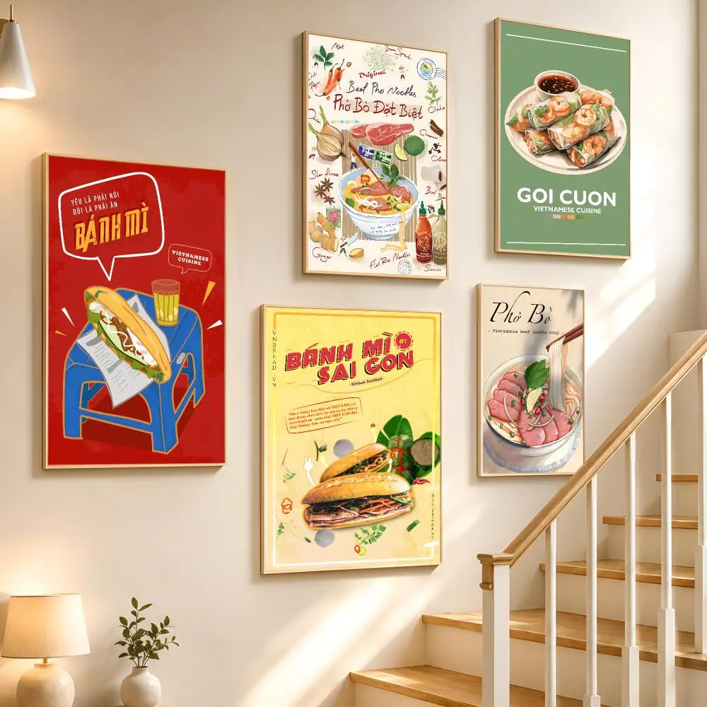 TV Art Vietnam Banh Mi Pho Food Art Poster High-definition waterproof stickers, suitable for home décor,holiday decorations