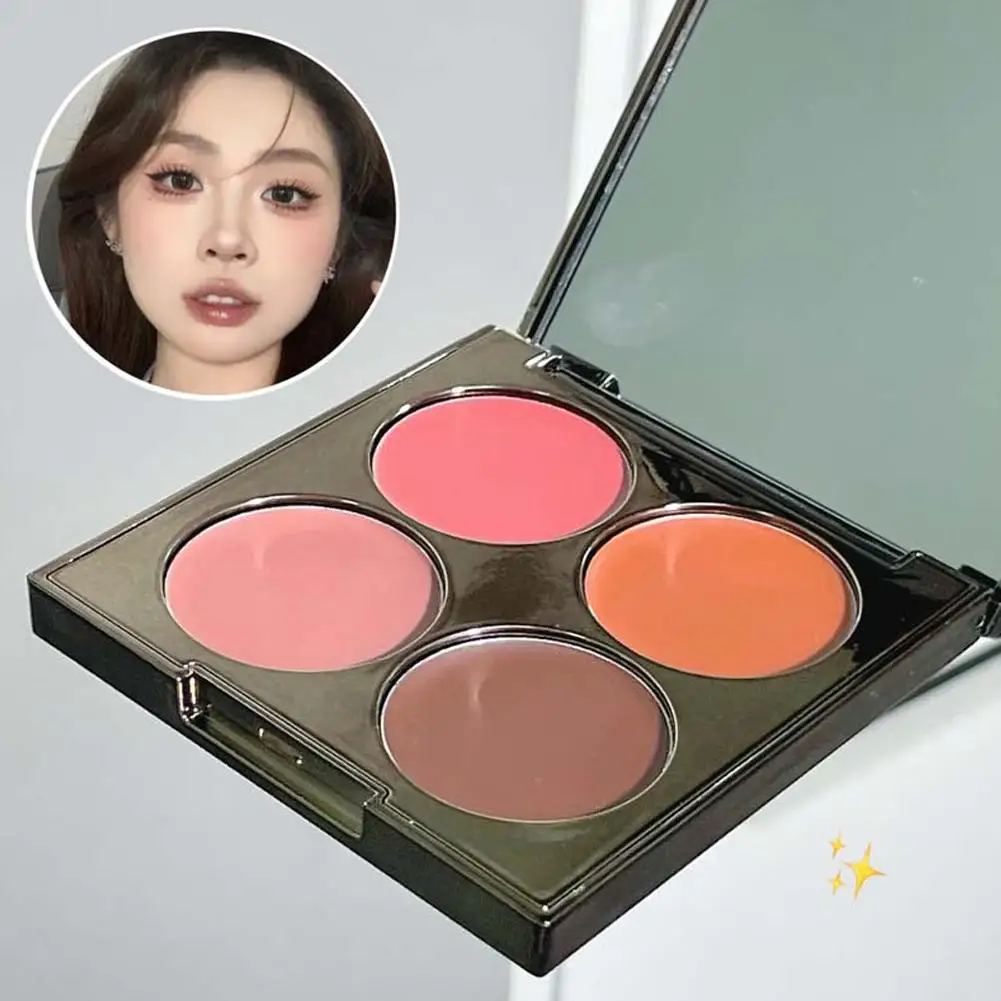 4 Colors Makeup Powder Blush Pink Purple Rouge Cream Long Lasting Matte Face Blush Palette Brighten Cheek Tint Cosmetics