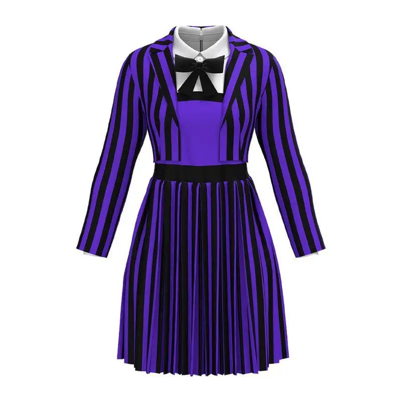 

Хэллоуин Косплей Адамс Fly Wednesday Костюм в полоску Dr Wolf Girl Юбка Женская Sle 2025 Осенняя сезонная мода