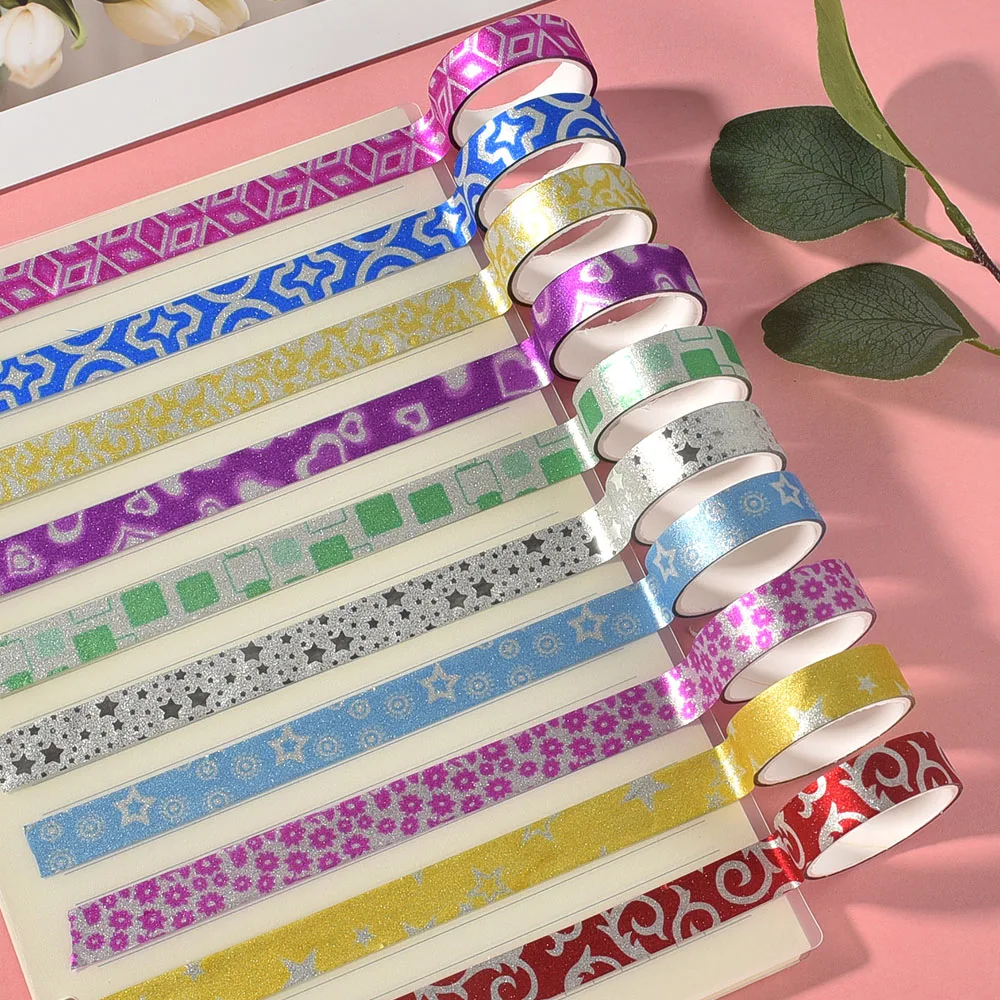50 Rolls Random Design Glitter Washi Masking Tape Set Decorative Craft Tape Collection for DIY and Gift Wrapping