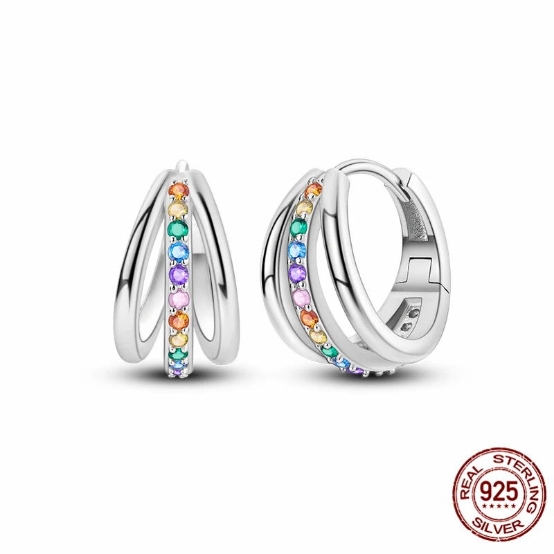 

NEW Original Design 925 Sterling Silver Fashion Multi-colored Earrings Jewelry Women's Fashion Party Birthday Gift