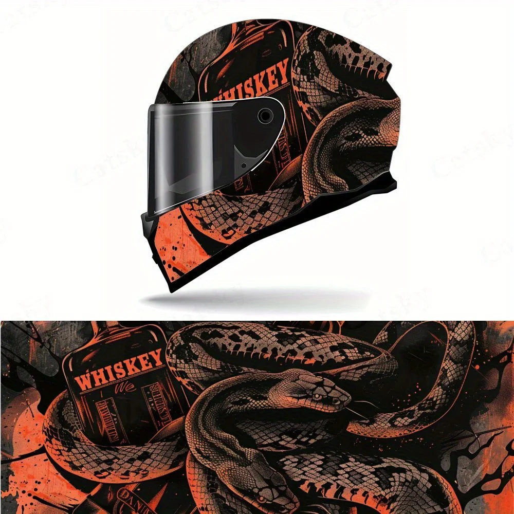 

Виниловые накидки на шлем виски со змеиной тенью, водонепроницаемые устойчивые к царапинам наклейки на анфас, прочный художественный дизайн из ПВХ, Inst