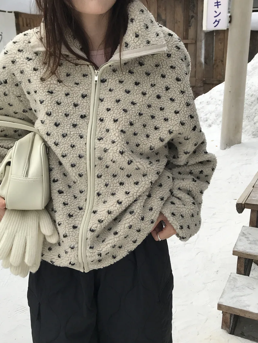 3 farben Herbst Winter 2026 Liebe Zipper Woolen Jacke frauen Casual Lose Lamm Pelz Koreanischen Stil Warme Mantel Weibliche (T2588