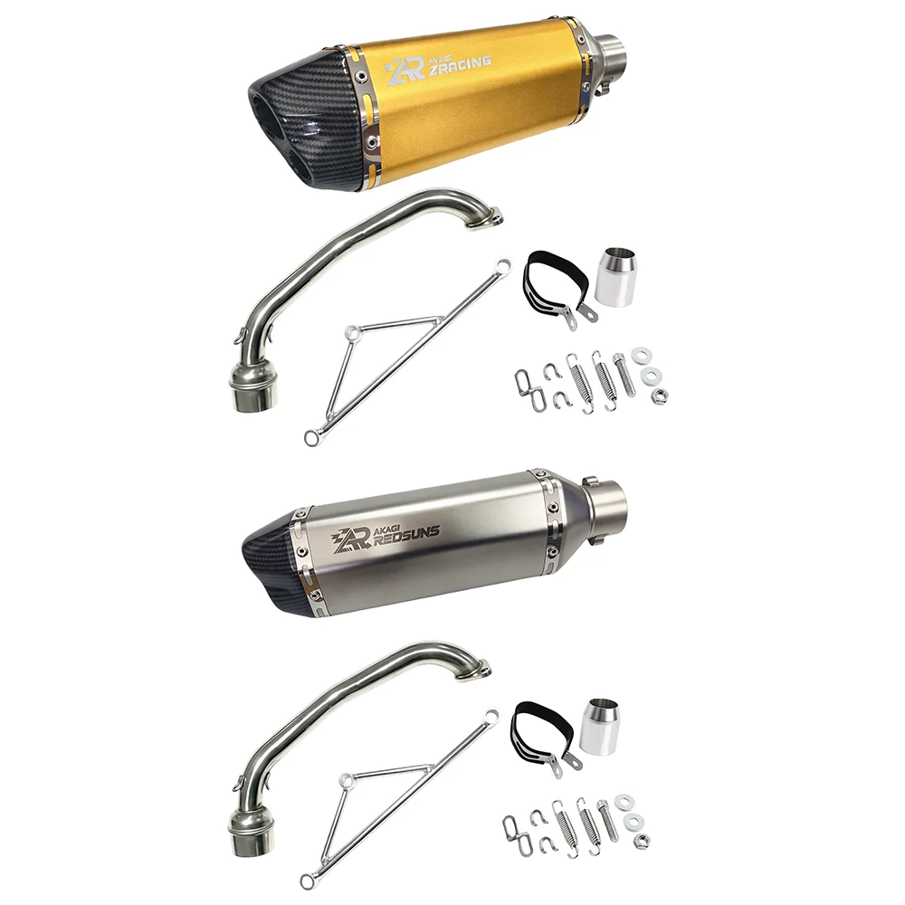 51MM Motorcycle Exhaust Connect Header Pipe Stainless Steel With Silver Bracket For RS100 GY6 125CC Scooter