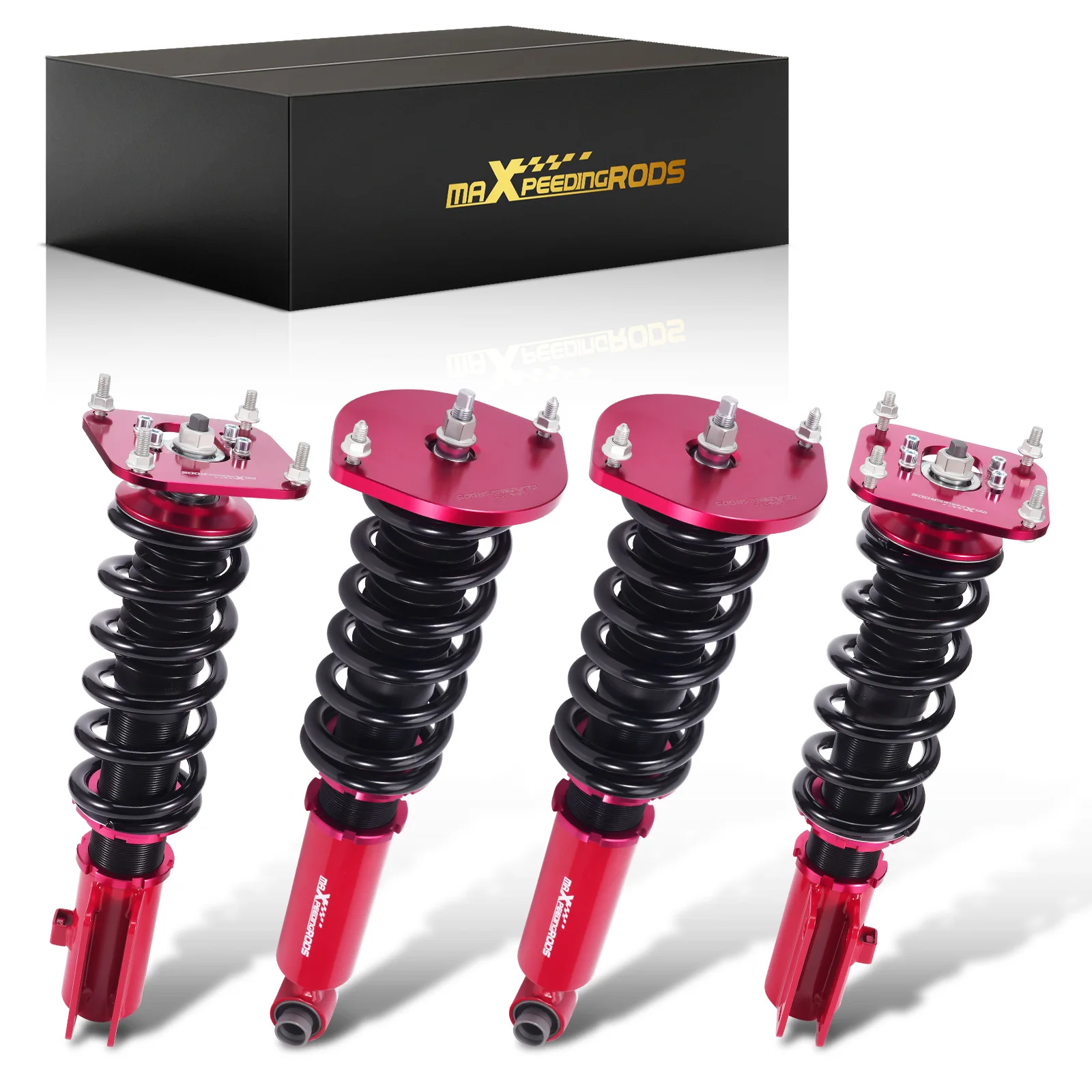 

MAXPEEDINGRODS Coilovers Shock Spring Struts Suspension for Mazda RX-7 RX7 FC3S Adjustable Height Red