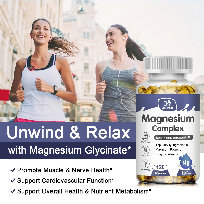 Magnesium Complex Capsules, Contains Glycinate, Malate & Citrate Support Joint & Heart Health, Relieves Anxiety & Stress, Muscle