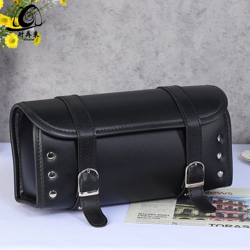 Leather Hanging Side Storage Bag Left Right Rear Pouch Motorcycle Riding