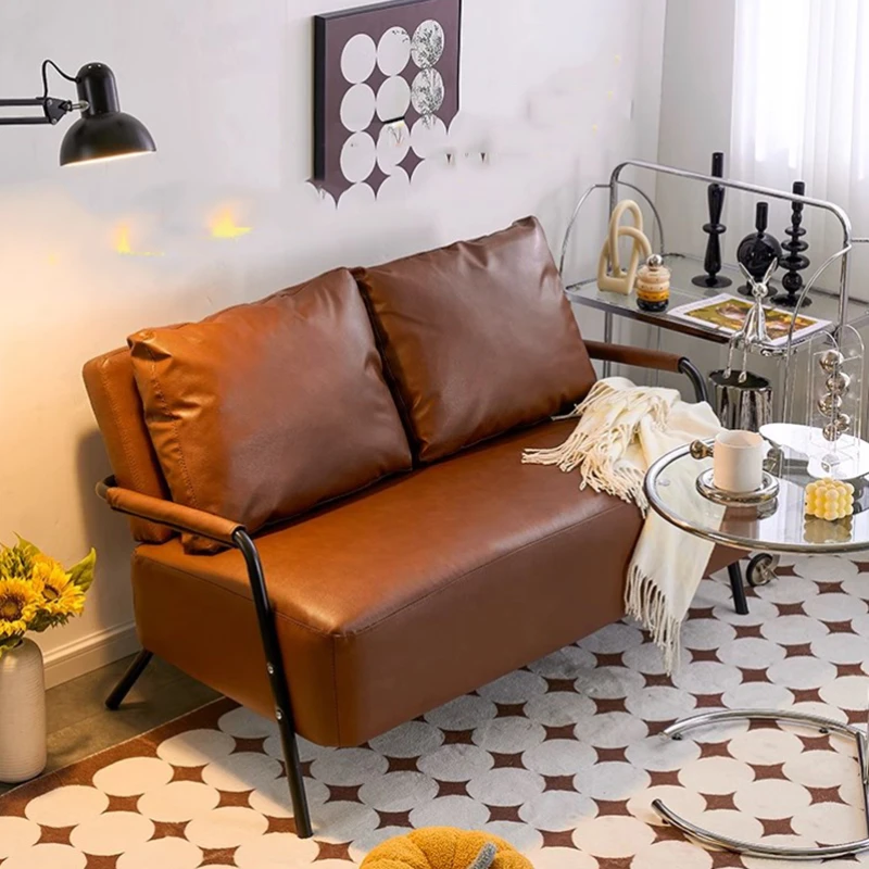 

Vintage New Nordic Sofa Brown Stretch Comfortable Children Couches Sofa Puffs Lazzy Lounge Muebles Para Salas Modernos Furniture