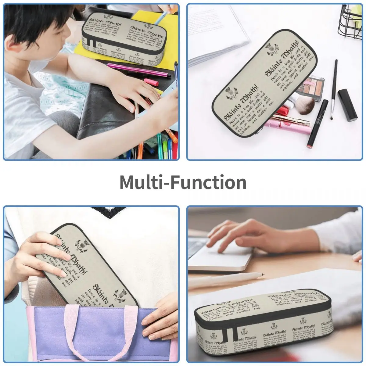 Slainte Mhath Federmäppchen mit schottischem Toast und Distel für Jungen und Mädchen, Geschenke, Stiftbox, Bleistiftbeutel, Schreibwarenbedarf, Stifthalter-Tasche