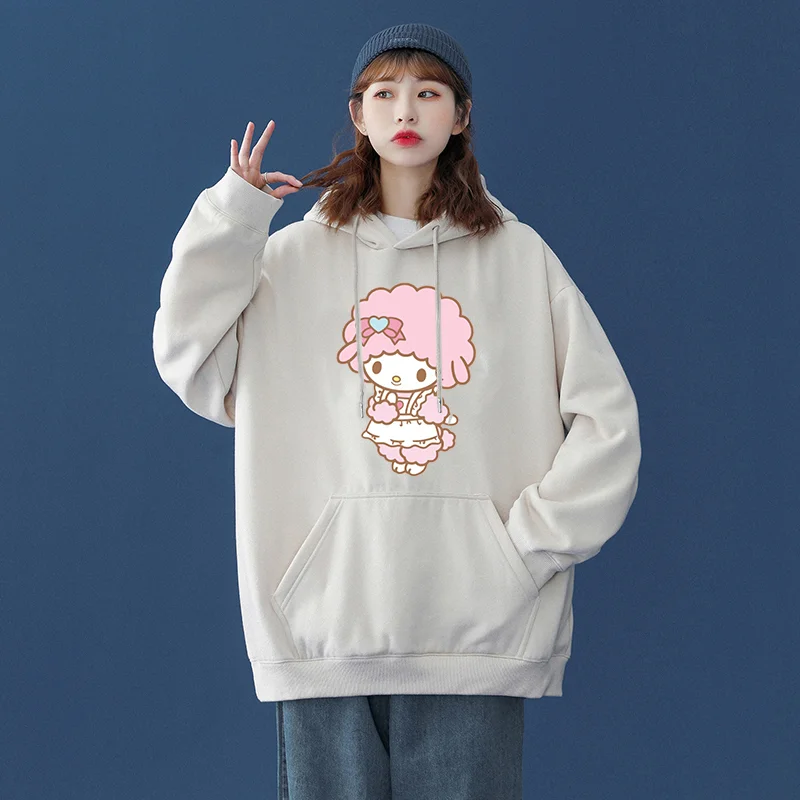 Sanrio My sweet piano Men's and Women's Hoodie Casual Street Clothing Long sleeved Sweatshirt Boys and Girls Autumn Top Coat