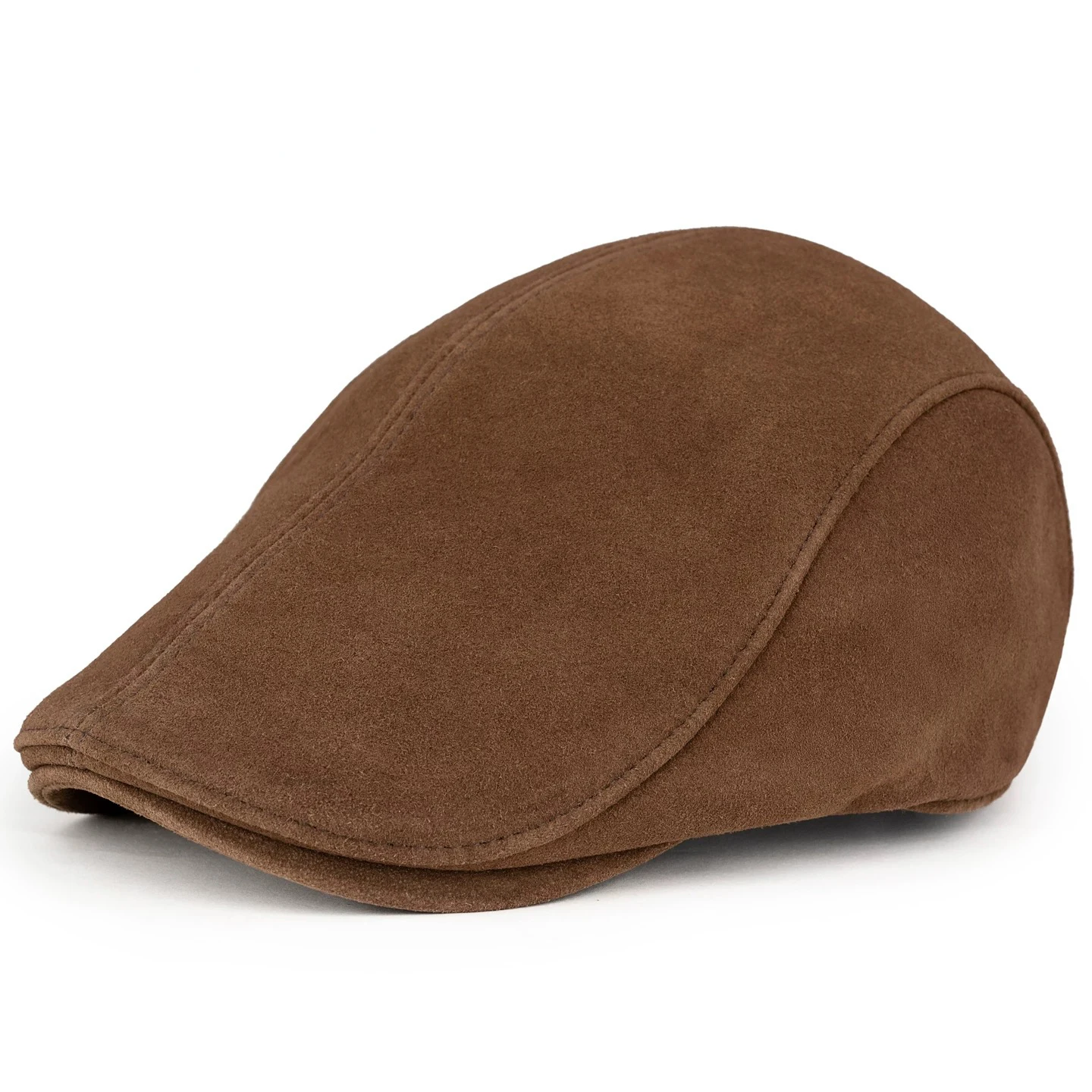 2026 Man Genuine Suede Leather Duckbill Boina Thin Berets Hats For Men/Women Leisure Black/Brown 55-61cm Fitted Duckbill Bonnet