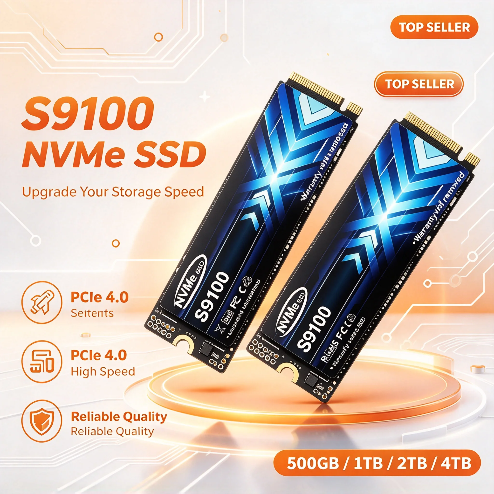 500GB/1TB/2TB/4TB, S9100 M.2 NVMe Internal Solid State Drive, Stable Performance, Gaming Desktop Laptop Office PC, Pro Max X4S