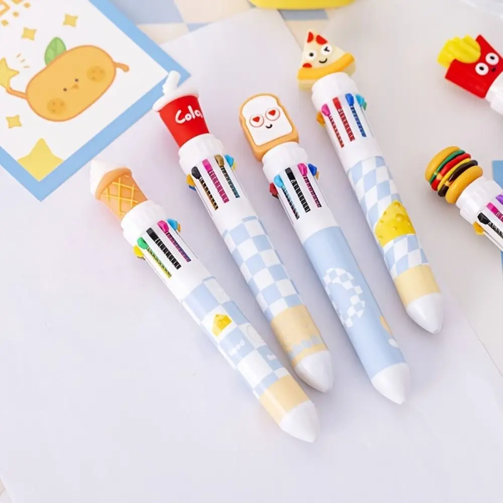 Cartoon Writing Smoothly Neutral Gel Pens Multicolor Food Design Theme Signature Pen 0.5mm Cute 10 Color Ballpoint Pen Office