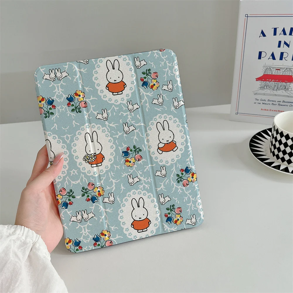 The multiple bunny iPad protective case is suitable for Apple iPad Pro 2024 11 inches, 2025 Air 5/4 10.9 inches, iPad 10 9.7 inc