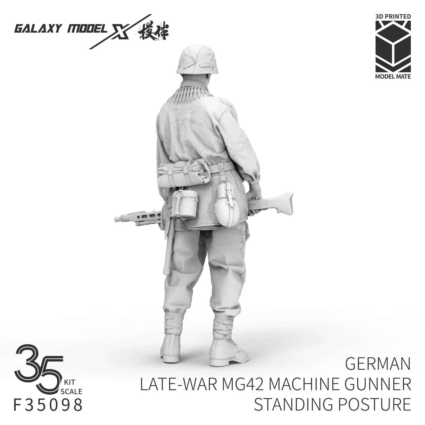 Galaxy F35098 3D Printed Resin Soldier 1/35 Scale German MG42 Standing Gunner for Military Diorama Hobby