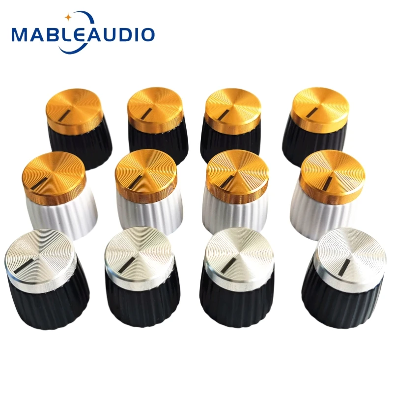 2PCS 16X15mm Guitar Effector Audio Amplifier Tone Knob Gold And Silver Aluminum Cap 18T D-shaped Handle With Inner Copper Part