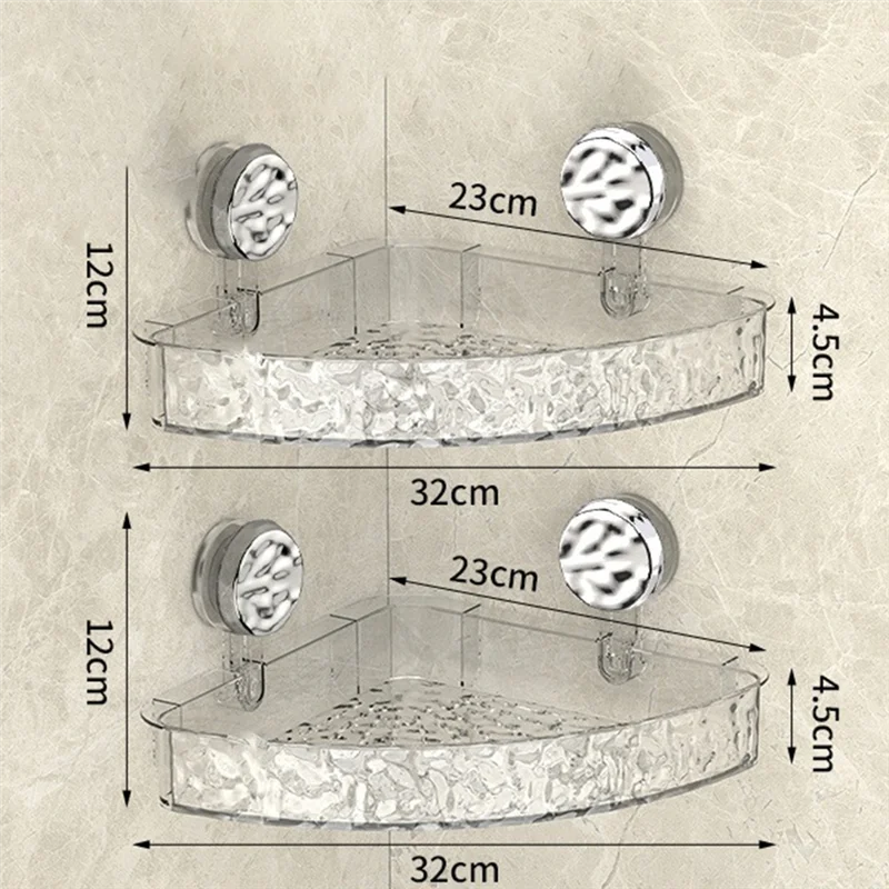 A84X-حامل دش زاوية بدون مثقاب، منظم مع خطافات للحمام المطبخ #6