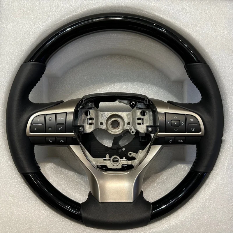 For Toyota Crown/Reiz/Camry Modified New Genuine Leather Piano Black Walnut Steering Wheel