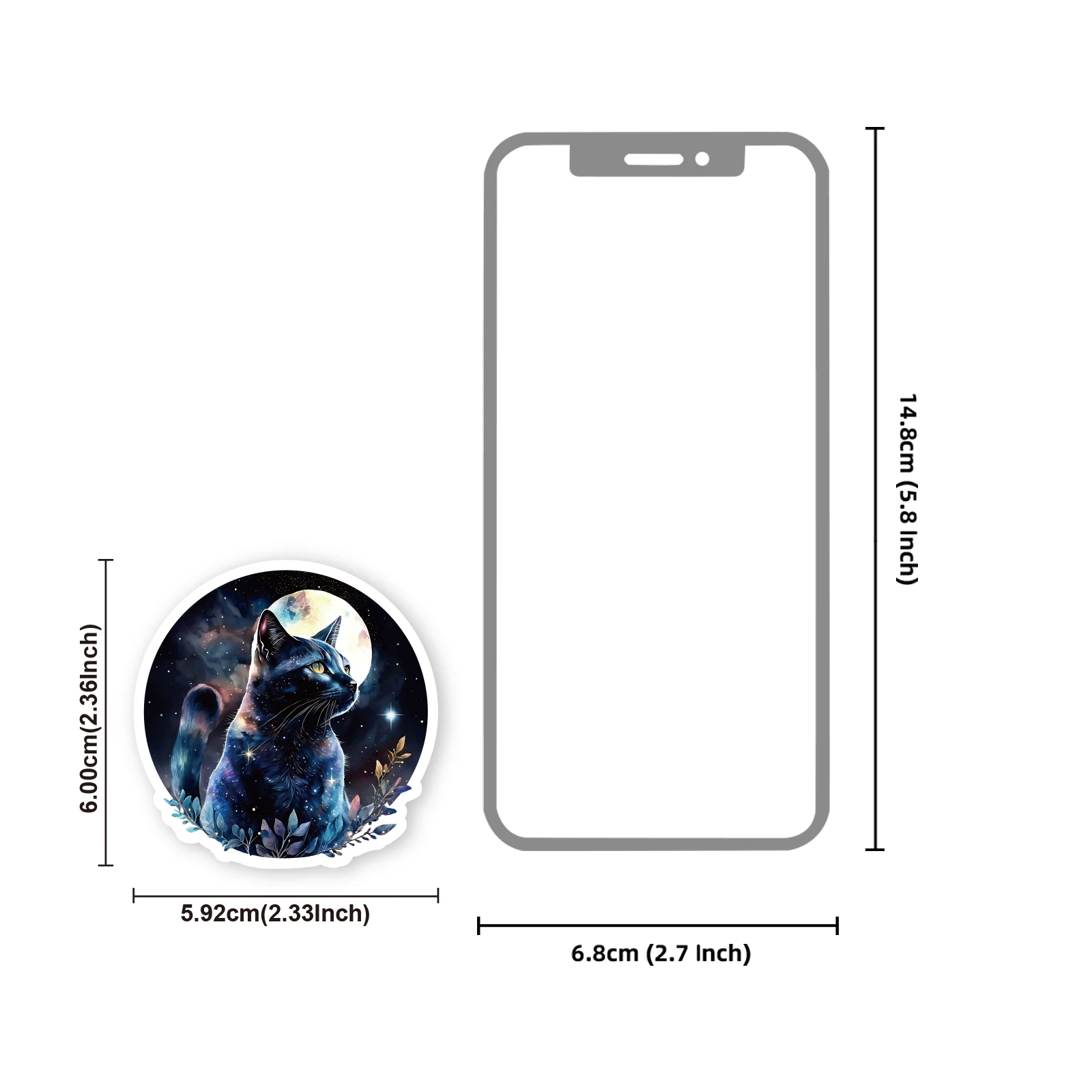 Autocollant chat noir rétro au clair de lune, 20 pièces, pour ordinateurs portables, bouteilles d'eau, valises, téléphones et Ipads, fournitures scolaires, autocollants