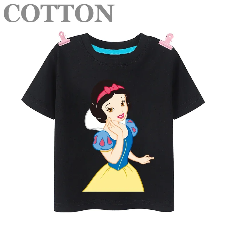 Face supporting Snow White cartoon fashion summer children\'s multi-color cartoon T-shirt round neck short sleeve Disney print