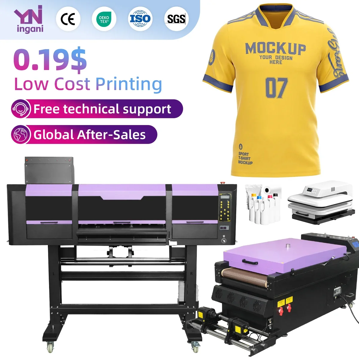On-time Delivery Guarantee ingani A1 DTF Printer xp600 printhead Digital A2 Heat Transfer Pet Film T-Shirt Printing Machine