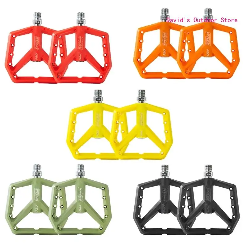 

9/16Inch Bearing Bike Pedals Waterproof Mountain Bike Pedals Bicycles Nylon Non-Slip Wide Platform Bike Pedals X3UA