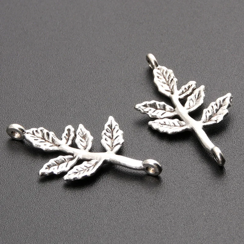 15pcs Silver Color Branch Leaf Charms Pendant DIY Necklace Charm Bracelet Bangle 16x31mm A778 SALE