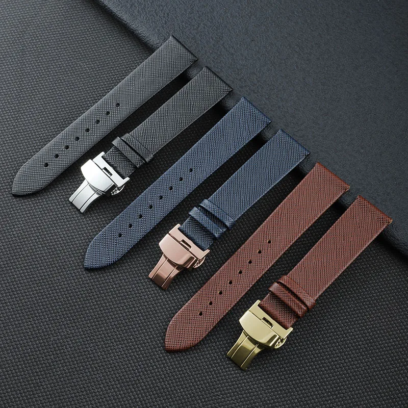 12/13/14/15/16/17/18/19/20/21/22mm Genuine Leather Strap Men Women Soft Cowhide Bracelet General Smart Watch Band Accessories