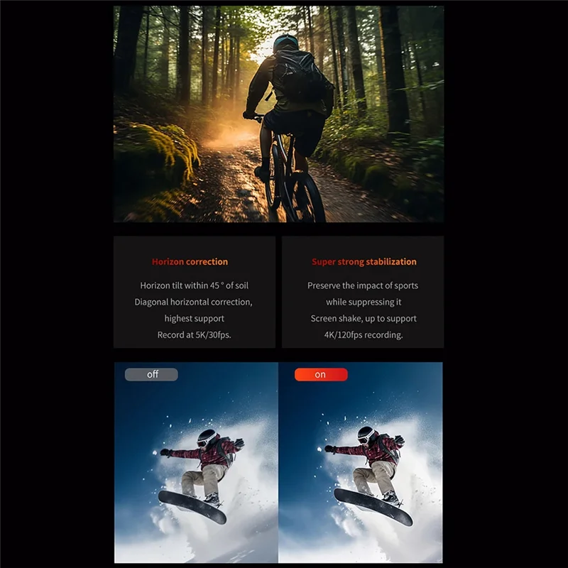 ABKI-VIRAN V10 5K caméra d'action stabilisation d'image électronique 2 pouces écran tactile étanche caméra vidéo détection de mouvement tableau de bord