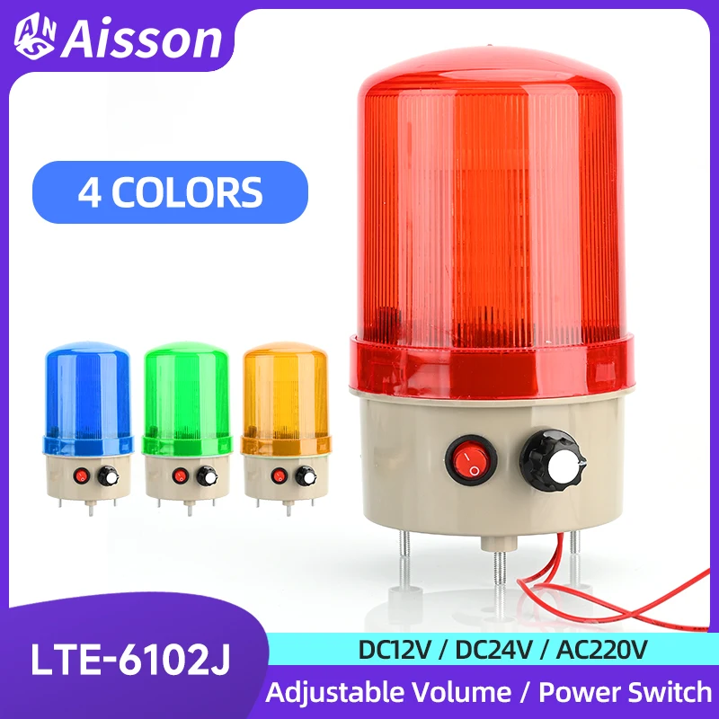 

Промышленный сигнальный фонарь YH-6102J с мигающим светом и звуковой сигнализацией, регулируемой громкостью, выключателем питания, DC12V/24V / AC220V, LTE-6102J