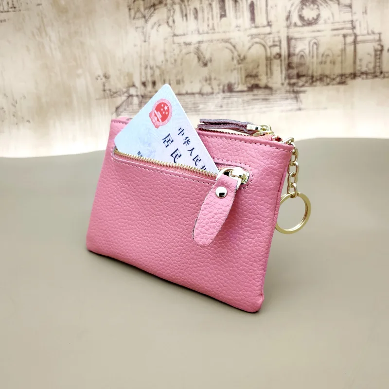 New Women Genuine Leather Coin Purse Female Wallets Women Zipper Coin Purses Card Key Chain Holder Storage Pocket Bags Pouch