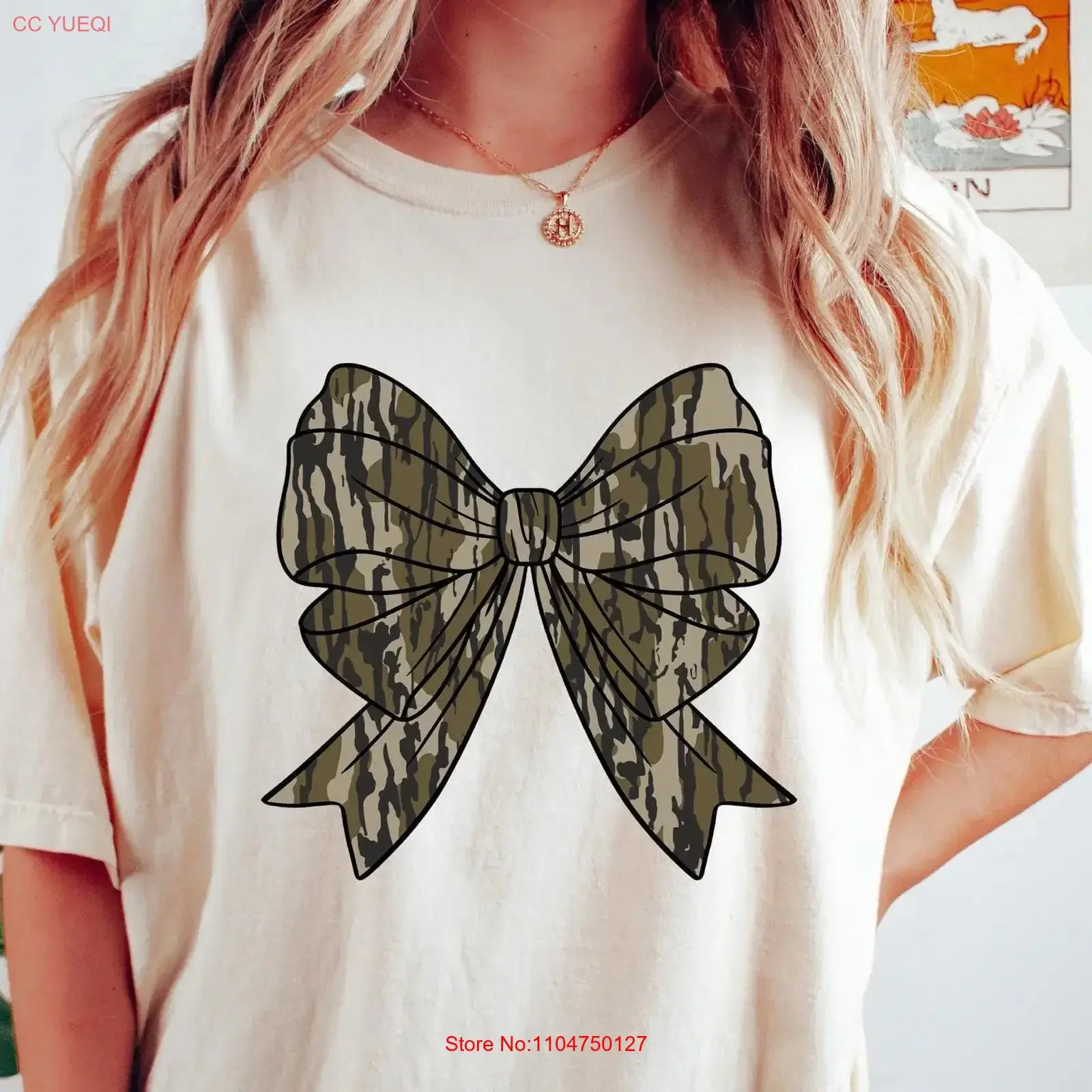 Camiseta Camuflaje Coquette con Lazo, Estilo Vintage para Caza de Patos, Otoño, Lavada, Elegante, Transpirable, Ropa de Diseñador