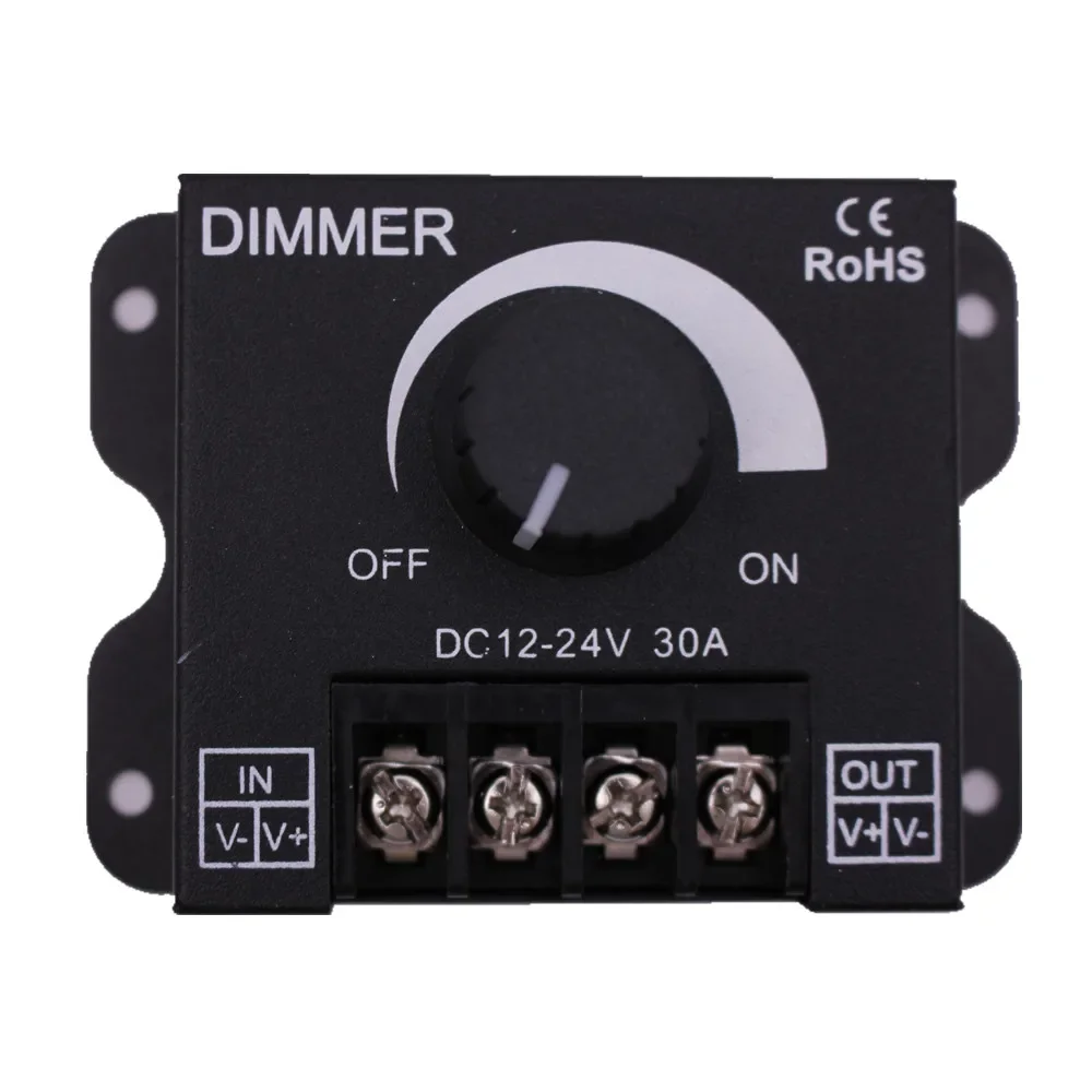 30A LED Dimmer DC 12V 24V 360W Adjustable Brightness Lamp Strip Lamp Driver Single Color Light Power Controller 5050 3528