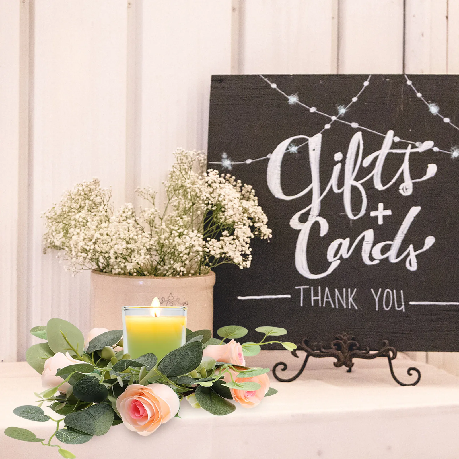 

2 шт. Искусственная цветочная гирлянда с реалистичными листьями роз для свадеб, вечеринок, домашнего декора, украшения рождественского стола