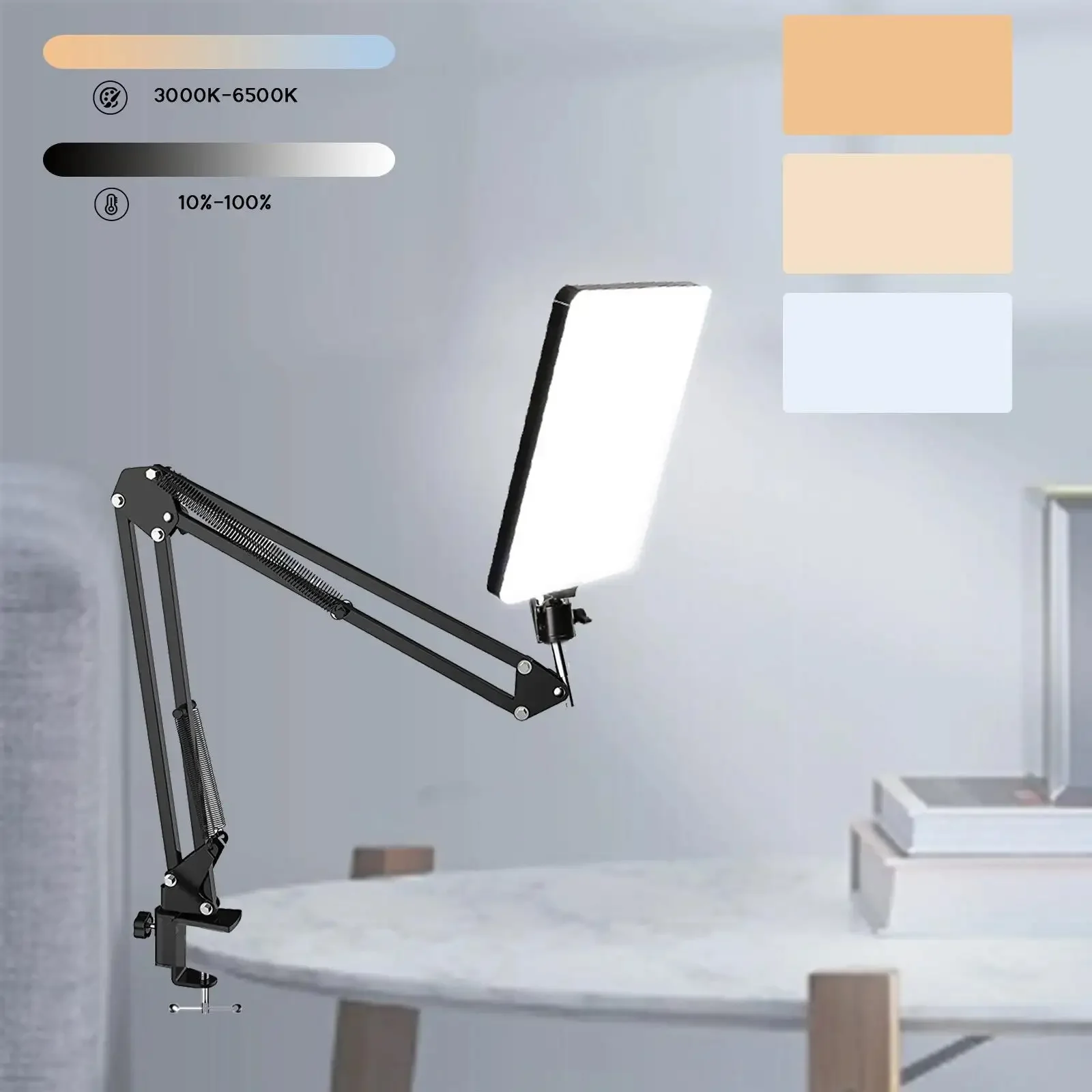 

LED Photography Light Selfie Lights Conference Lighting Photo Studio Lamp With Scissor Arm Stand For Zoom YouTube Live Streaming