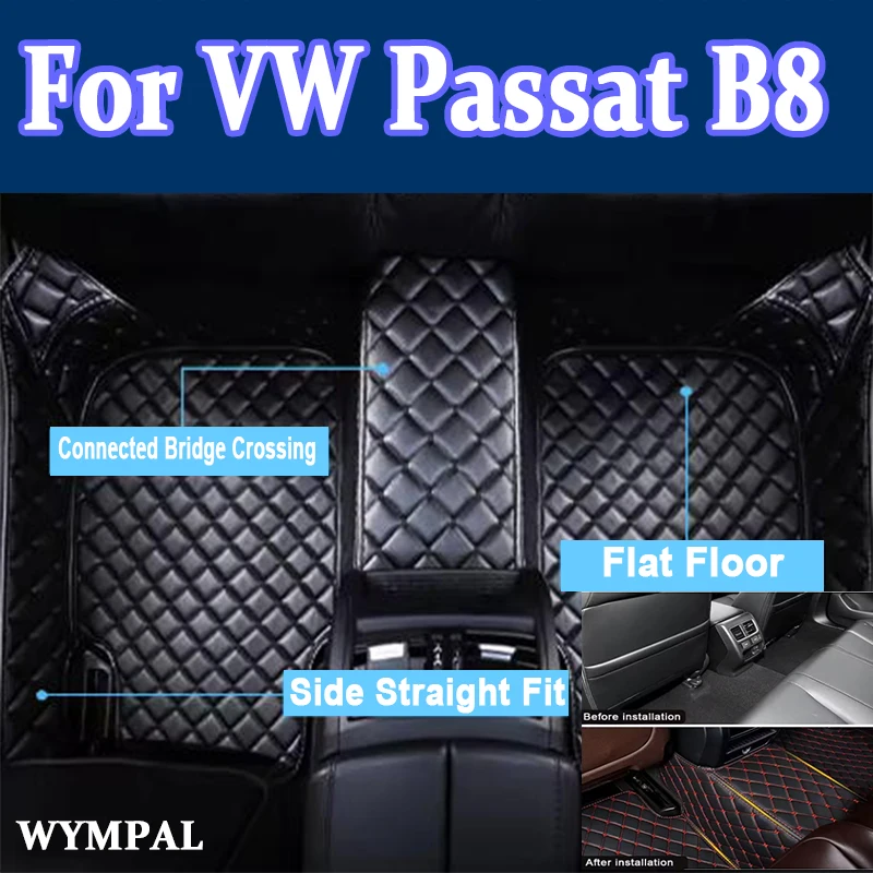 

Роскошные кожаные автомобильные коврики для VW VW Passat B8 2017 2018 2019 2020, ковры, подушечки для ног на заказ, аксессуары