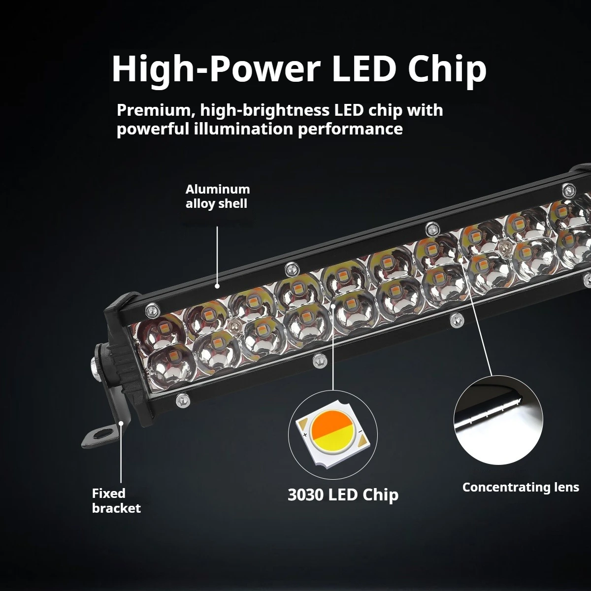 20 LED Double Row Work Light Bar 12‑24V Offroad Driving Lamp Waterproof For SUV Truck Boat Engineering Vehicle