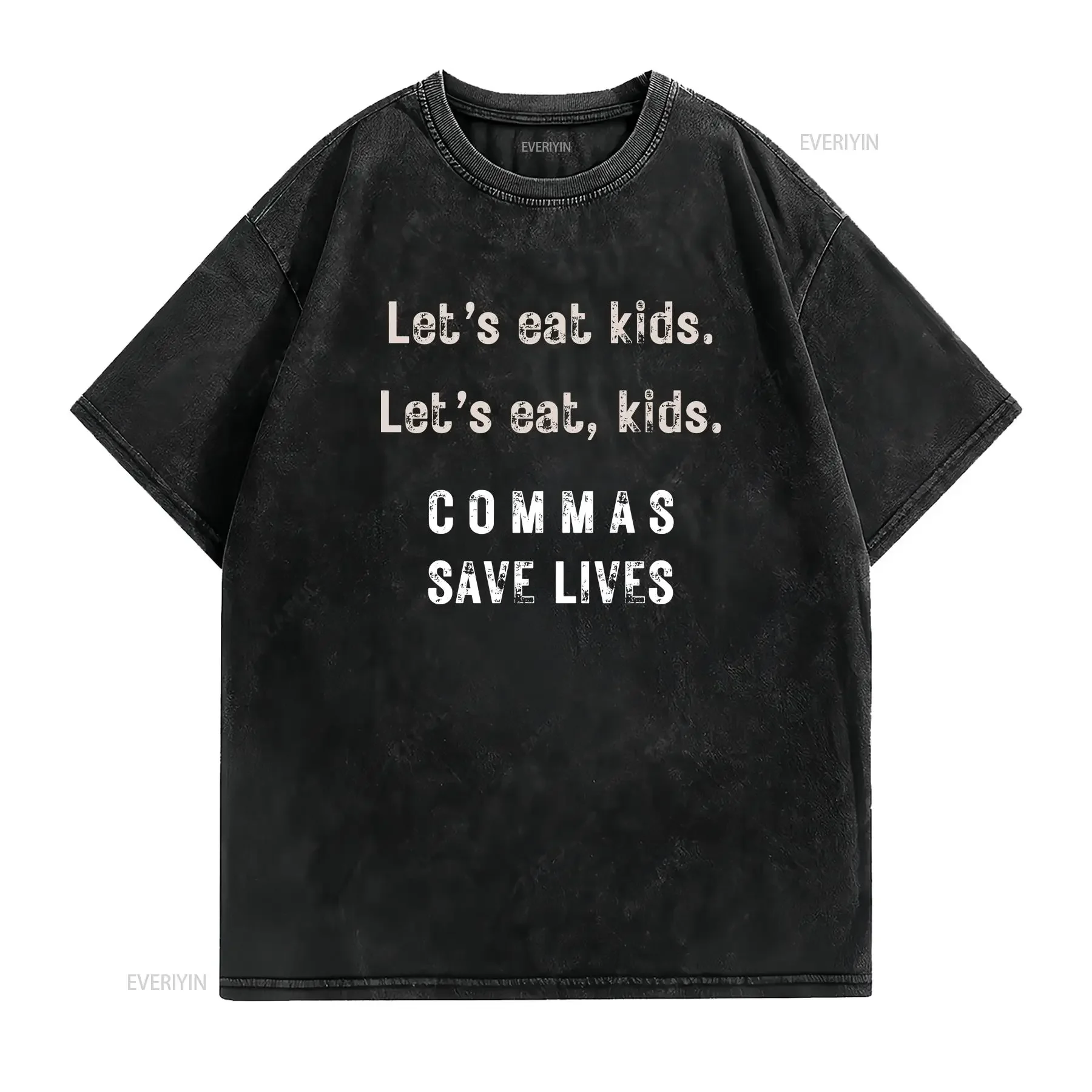 Commas save lives T Shirt Funny language Jersey  vintage Washed graphic Slightly Unisex Stretched streetwear