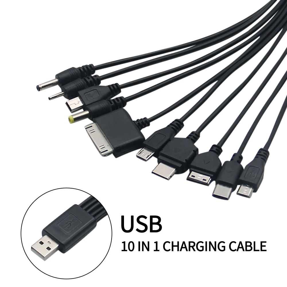 Cabo Universal Micro USB, 10 em 1, Multi Carregador, Cabo de telefone, Cabo de carregamento, Adaptador para telefone