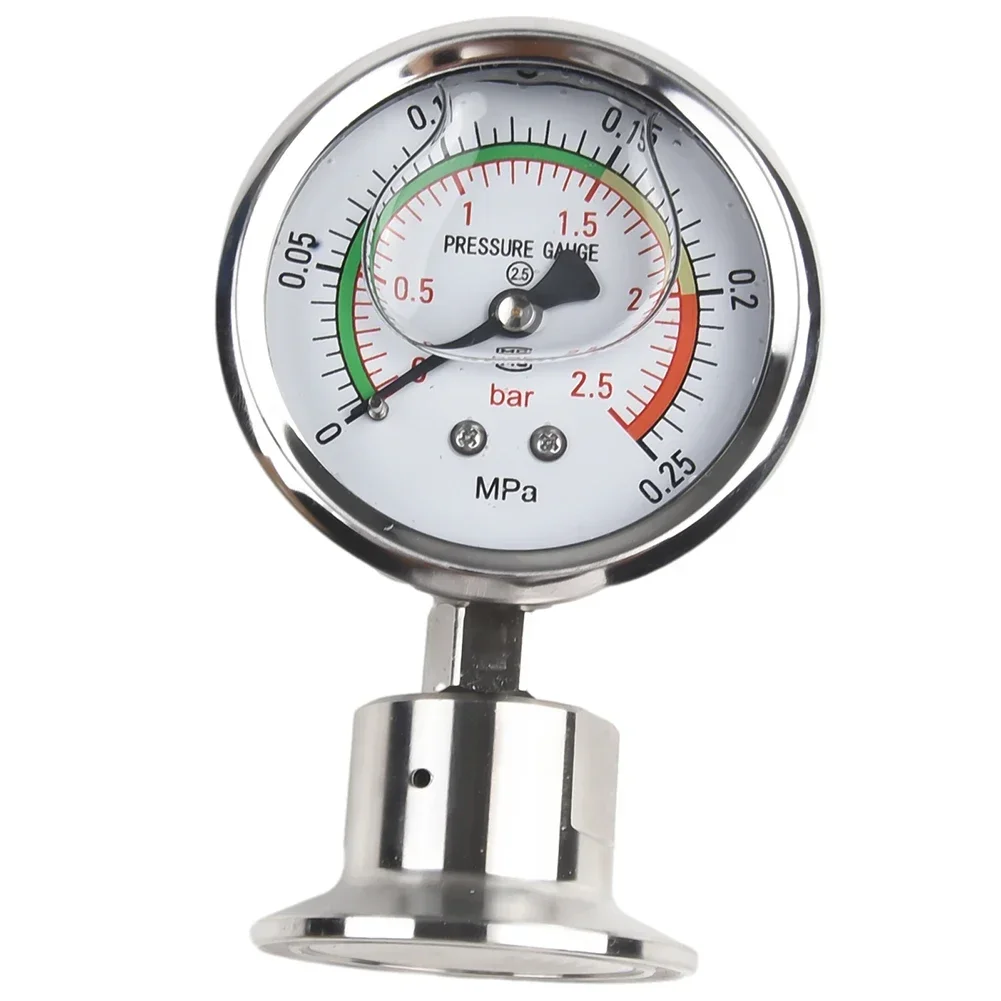 

Мембранный манометр с тройным зажимом Мембранный манометр -40~70 ℃ Манометр из нержавеющей стали 316L, манометр 0-0,25 МПа, внешний диаметр 50,5 мм