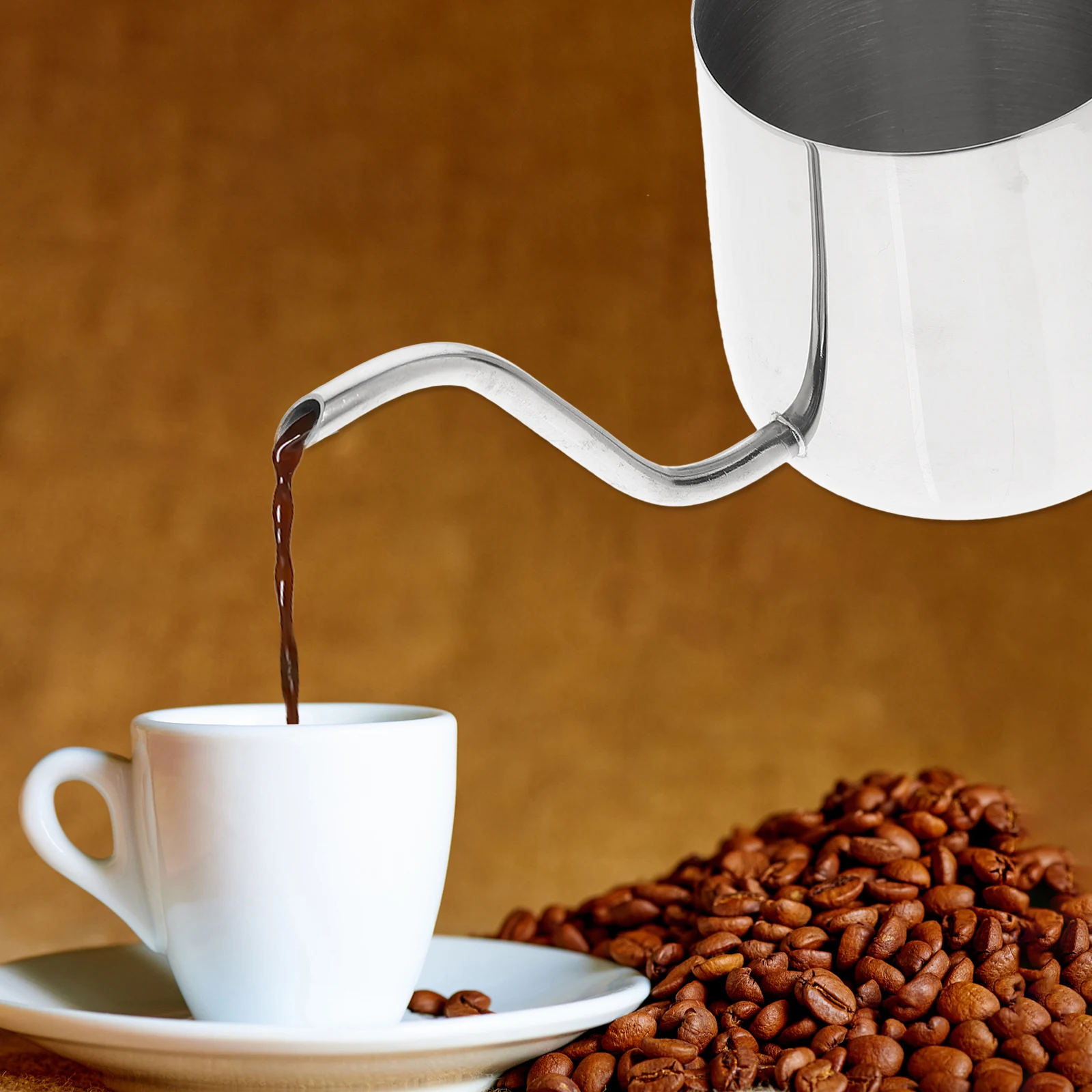 

Stainless Steel Ear-Hanging Pot Long Spout Rustproof Coffee Kettle Ergonomic Handle Non-Slip Heat Resistant Home