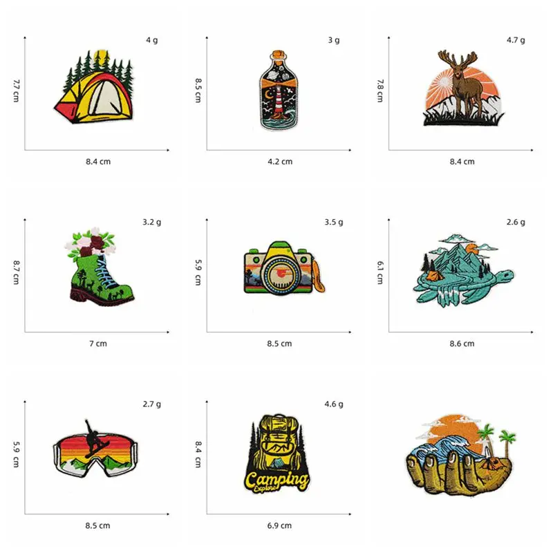 10PCS Wholesale Outdoors Patches On Clothes Camping Embroidery Patches For Clothing Iron On Patch Adventure Applique Sticker DIY