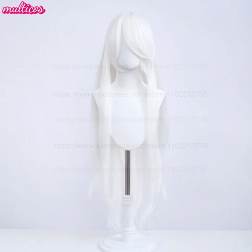 Imagen 2 del producto Peluca de Cosplay de Anime de alta calidad, 100Cm de largo, negro, blanco, rojo, rosa, marrón, dorado, azul, Rubio, púrpura, pelucas de pelo resistentes al calor