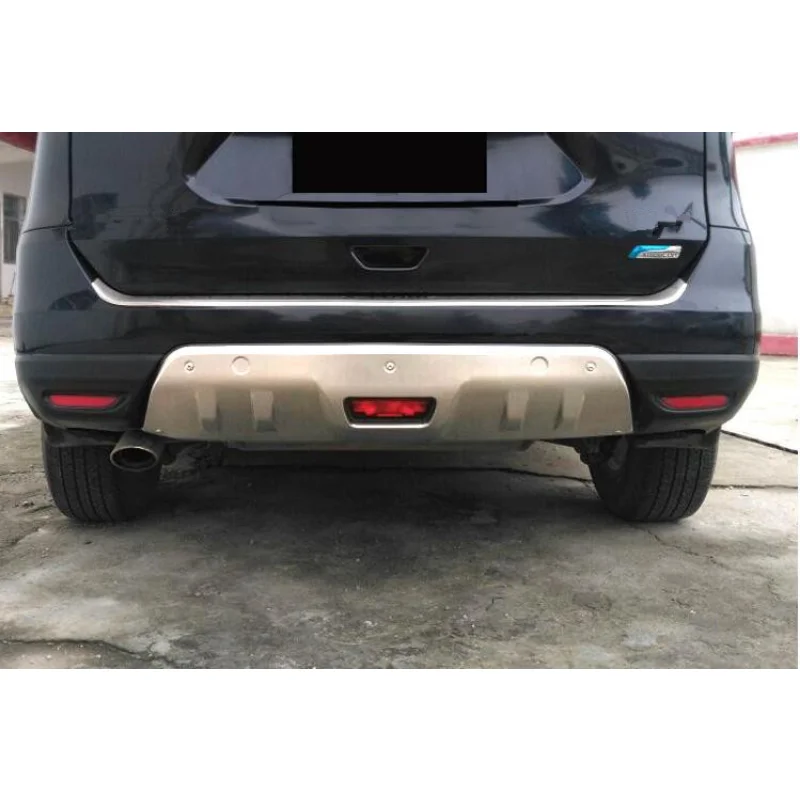 car-styling For nissan Rogue X-Trail 2014-2018 T32 metal front + rear bumper bottom guard protector with key hole accessories