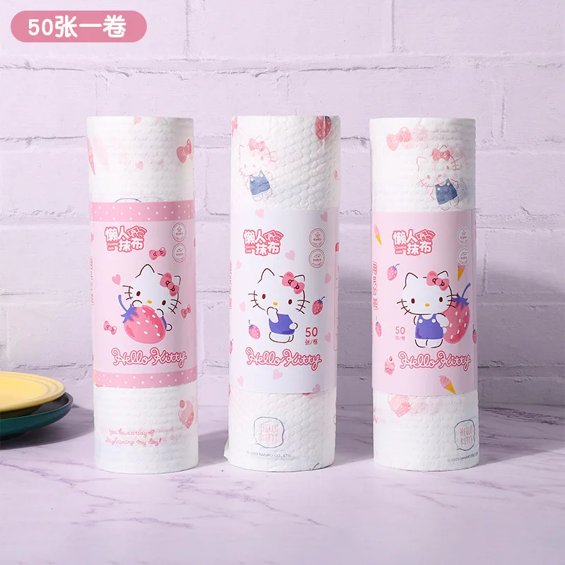 

Cute Hello Kitty Disposable Dishcloths Kawaii Cartoon Anime Thick Dishcloths Wholesale of Household Kitchen Cleaning Products