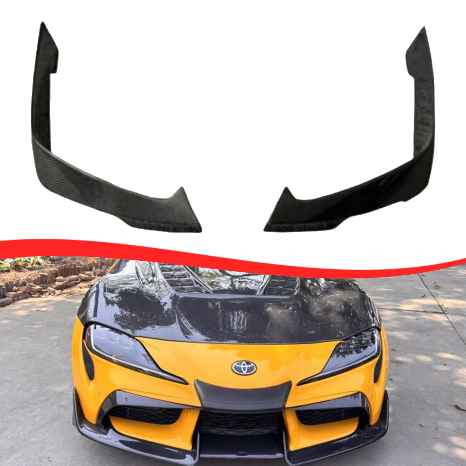 Front Bumper Side Canards Dive Planes Trim Body Kit For Toyota Supra A90 A91 2019-2026 Dry Carbon Fiber