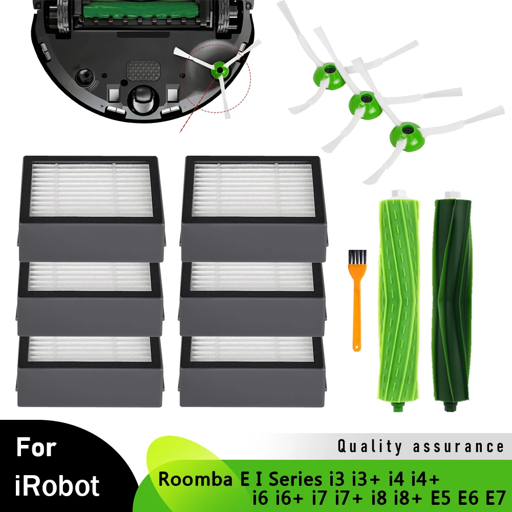 أجزاء مرشح الفرشاة الرئيسية/الجانبية للروبوت لـ iRobot Roomba i3 i3 + i4 i4 + i6 i6 + i7 i7 + i8 i8 + E5 E6 E7 جزء استبدال المكنسة الكهربائية